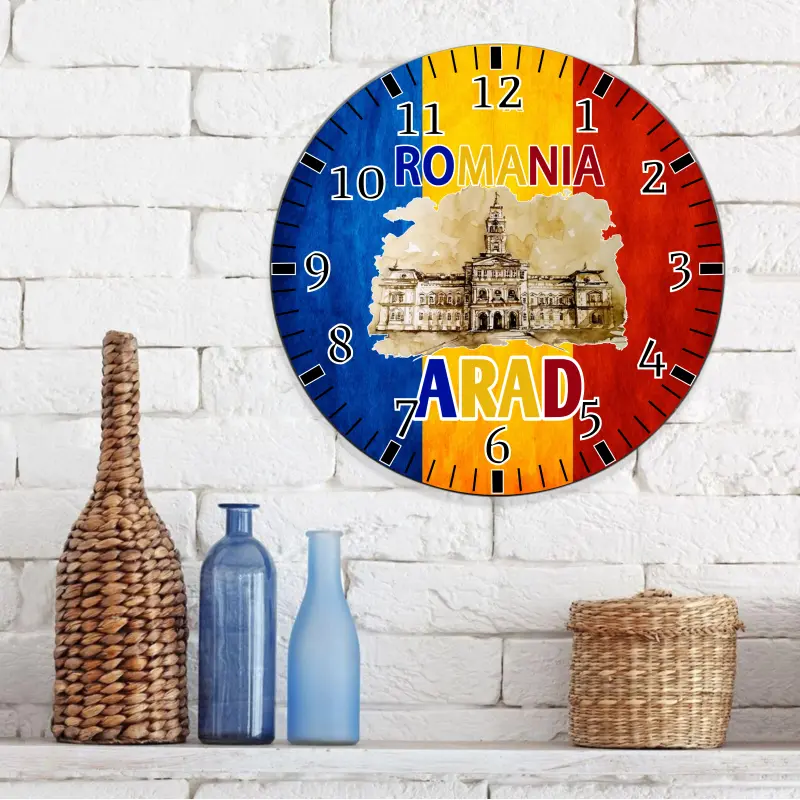 Arad romania, ceas lemn de perete, model 23